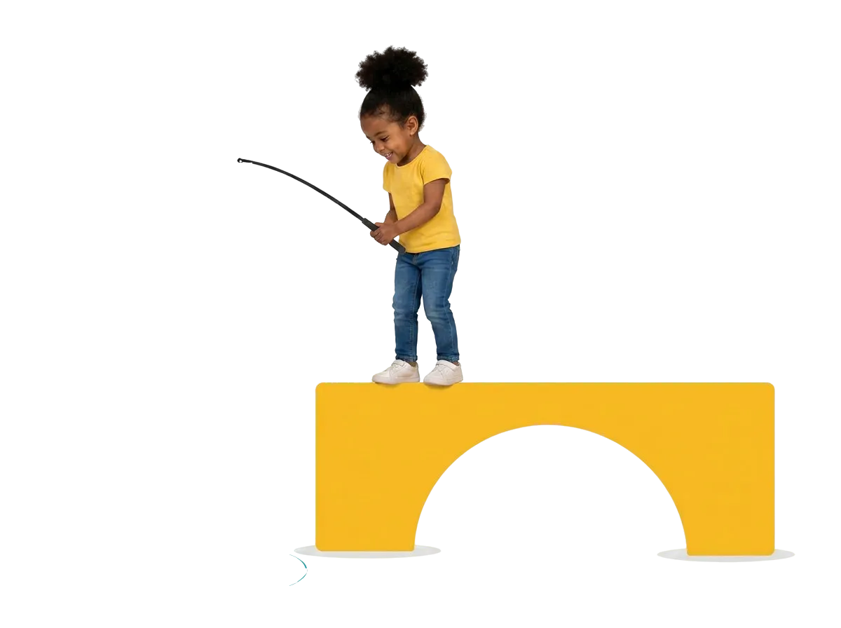 Girl fishing from a bridge